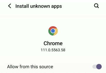 Allow installations from unknown sources
